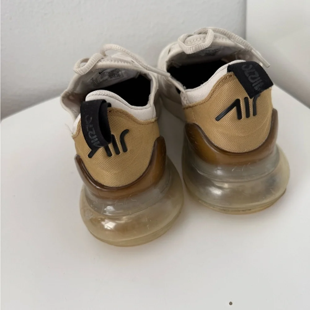 Nike Air Max 270 White and Gold Sneakers size 8